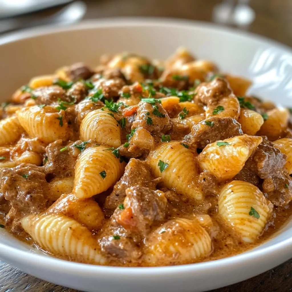 Creamy Beef and Shells