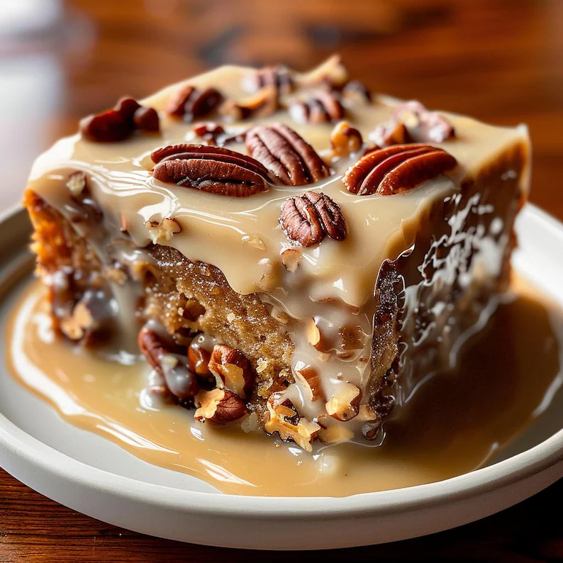 Butter Pecan Praline Poke Cake