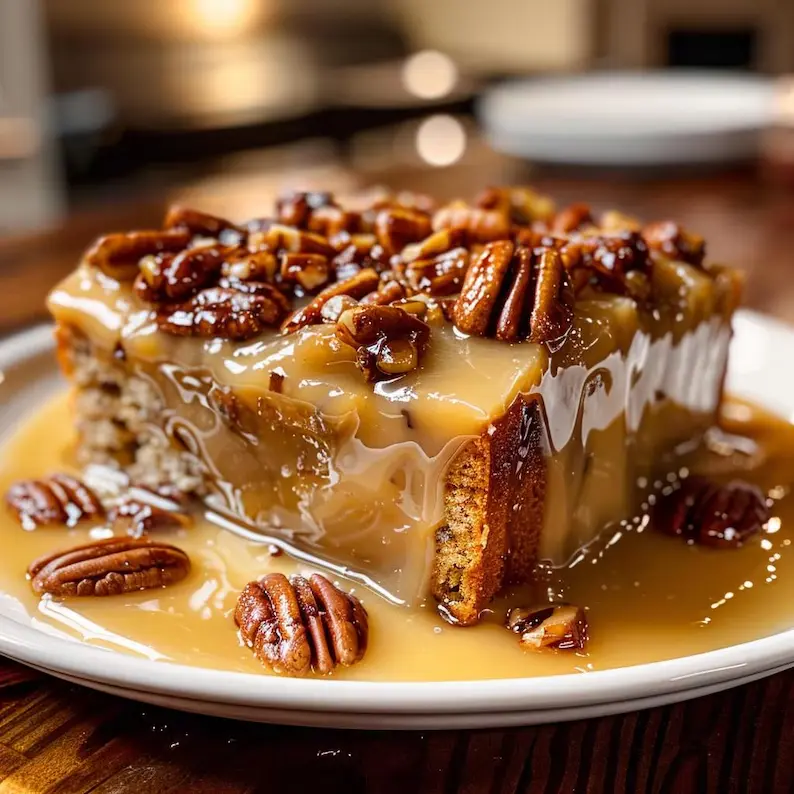 Butter Pecan Praline Poke Cake