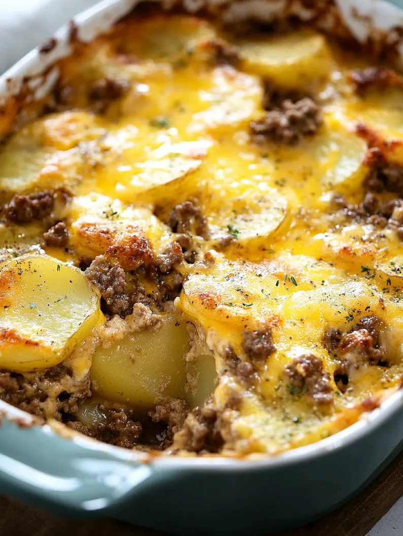 Cheesy Hamburger Potato Casserole