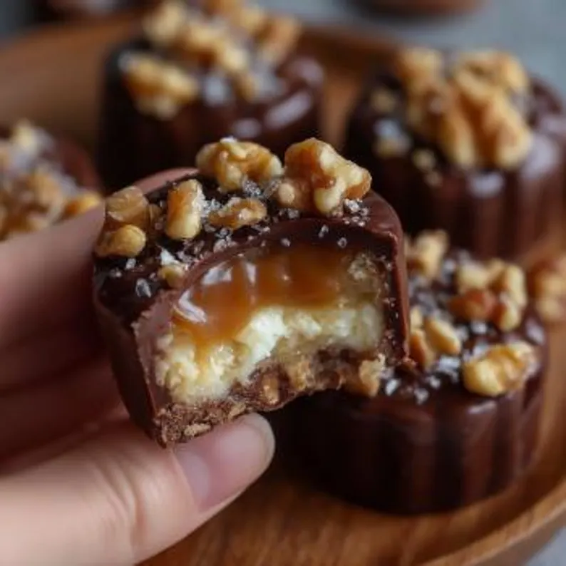Chocolate Caramel Walnut Bites