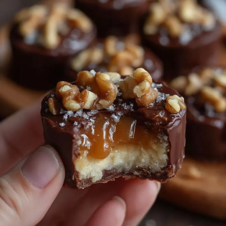 Chocolate Caramel Walnut Bites