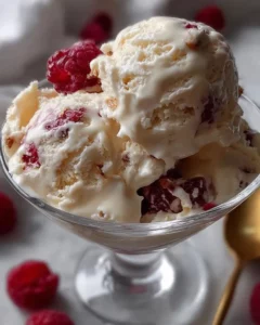 No-Churn White Chocolate Raspberry Ice Cream