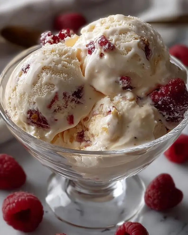 No-Churn White Chocolate Raspberry Ice Cream