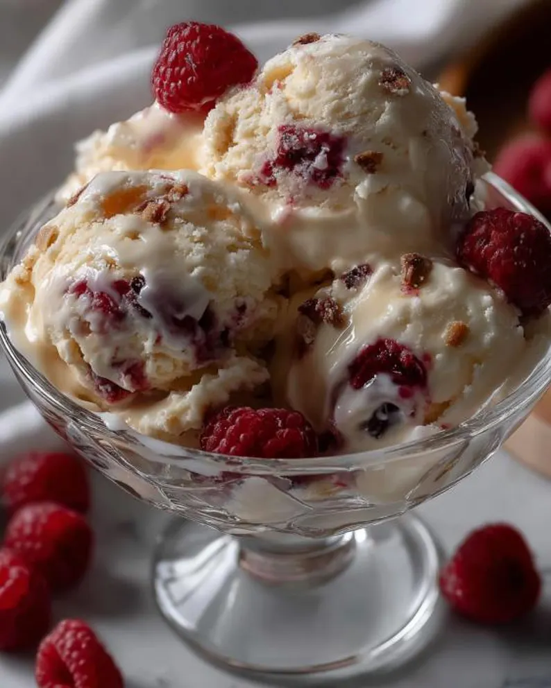 No-Churn White Chocolate Raspberry Ice Cream