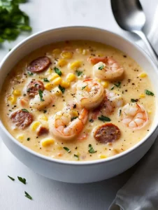 Shrimp and Sausage Corn Chowder