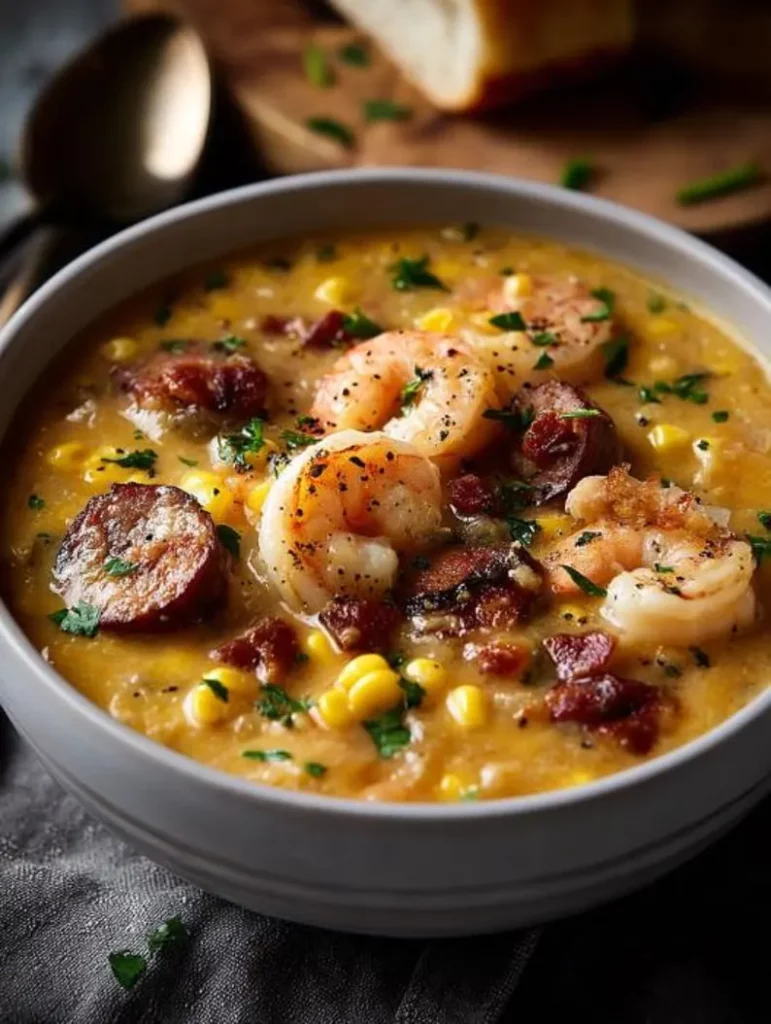 Shrimp and Sausage Corn Chowder
