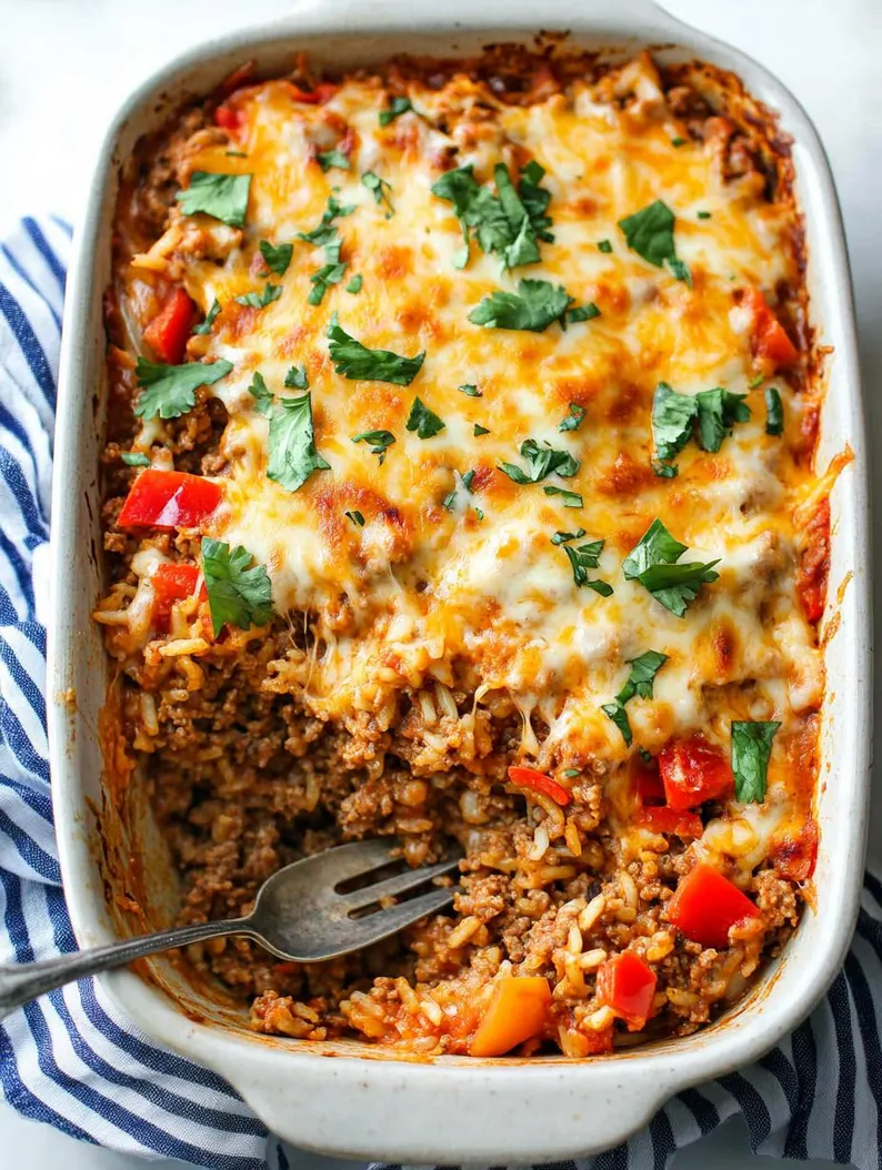 Cheesy Beef and Rice Casserole