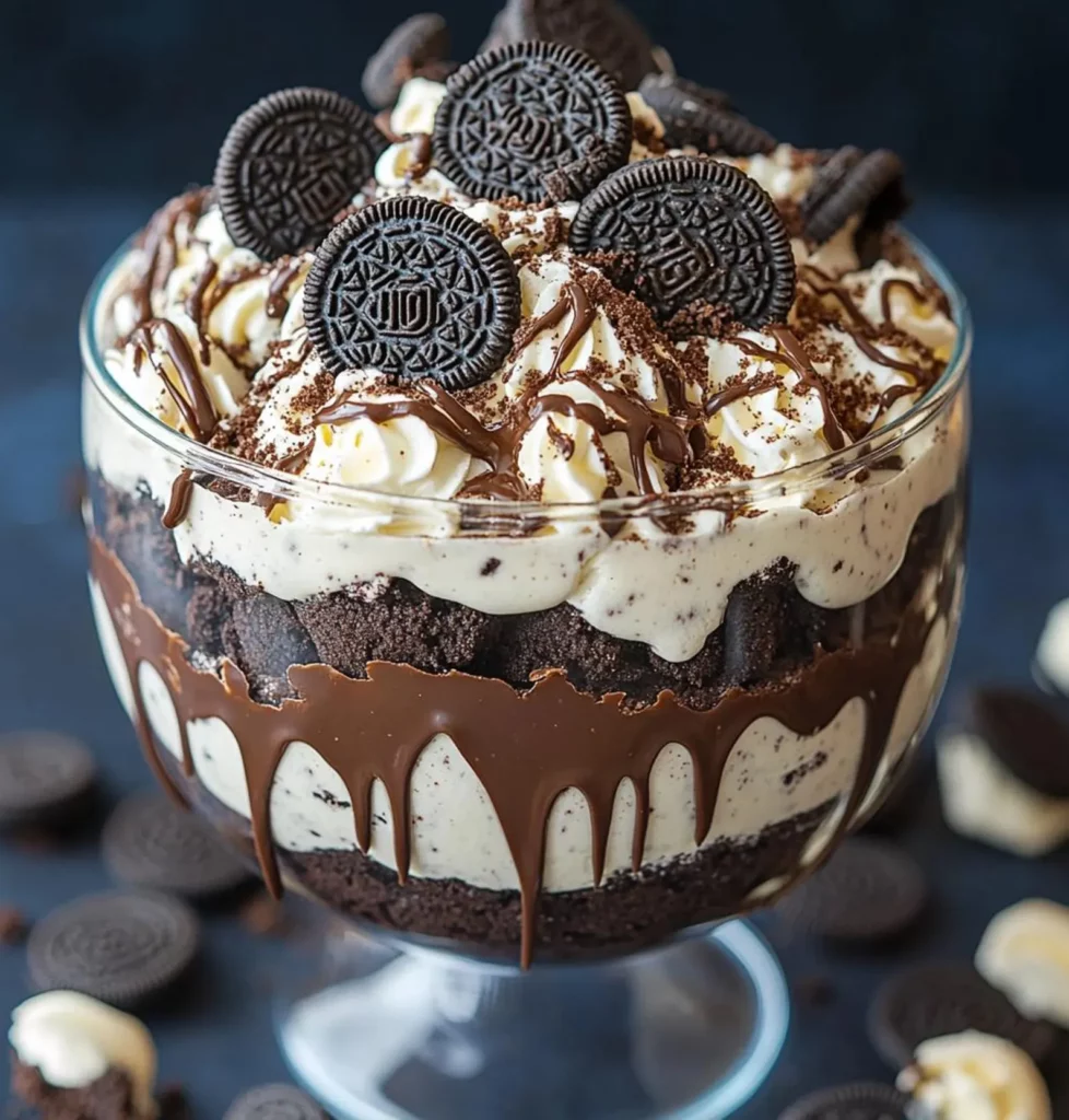 Chocolate Oreo Cheesecake Brownie Trifle