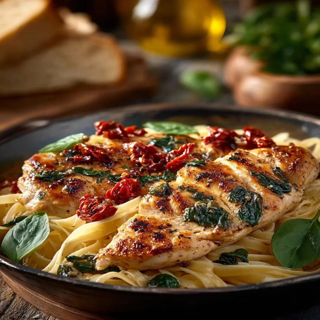 Garlic Chicken with Creamy Spinach