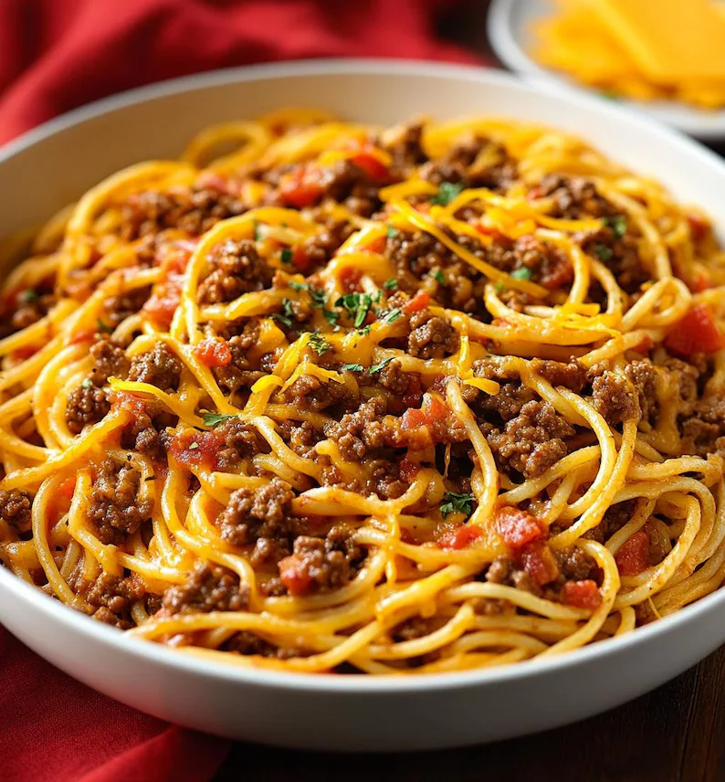 One Pot Taco Spaghetti