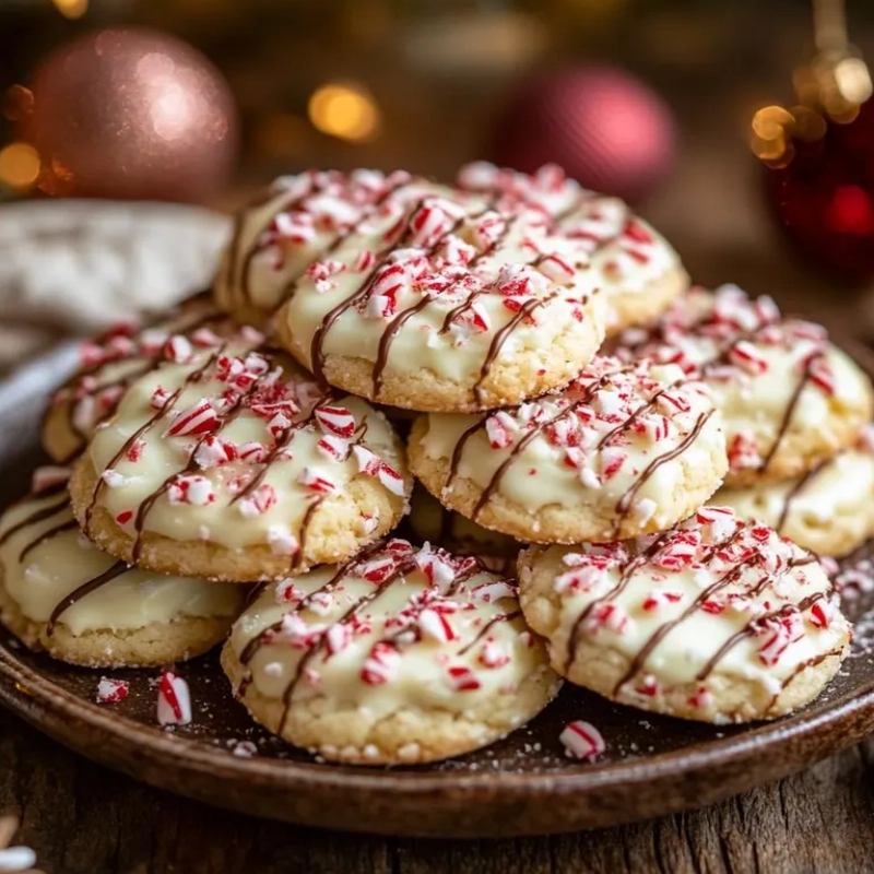 Peppermint White Chocolate Crinkle Cookies