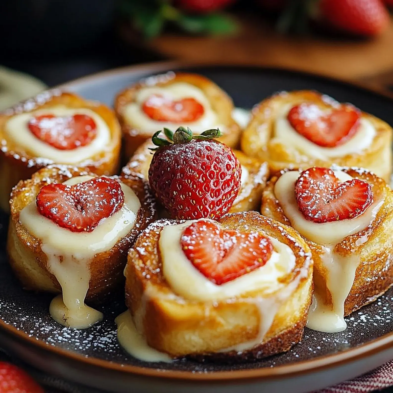 Strawberry Sweet Rolls with Vanilla Cream Cheese Glaze