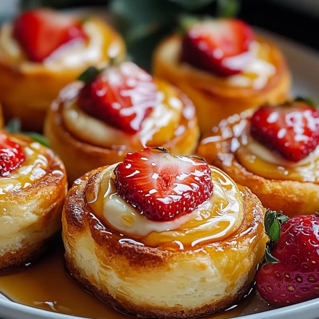 Strawberry Sweet Rolls with Vanilla Cream Cheese Glaze
