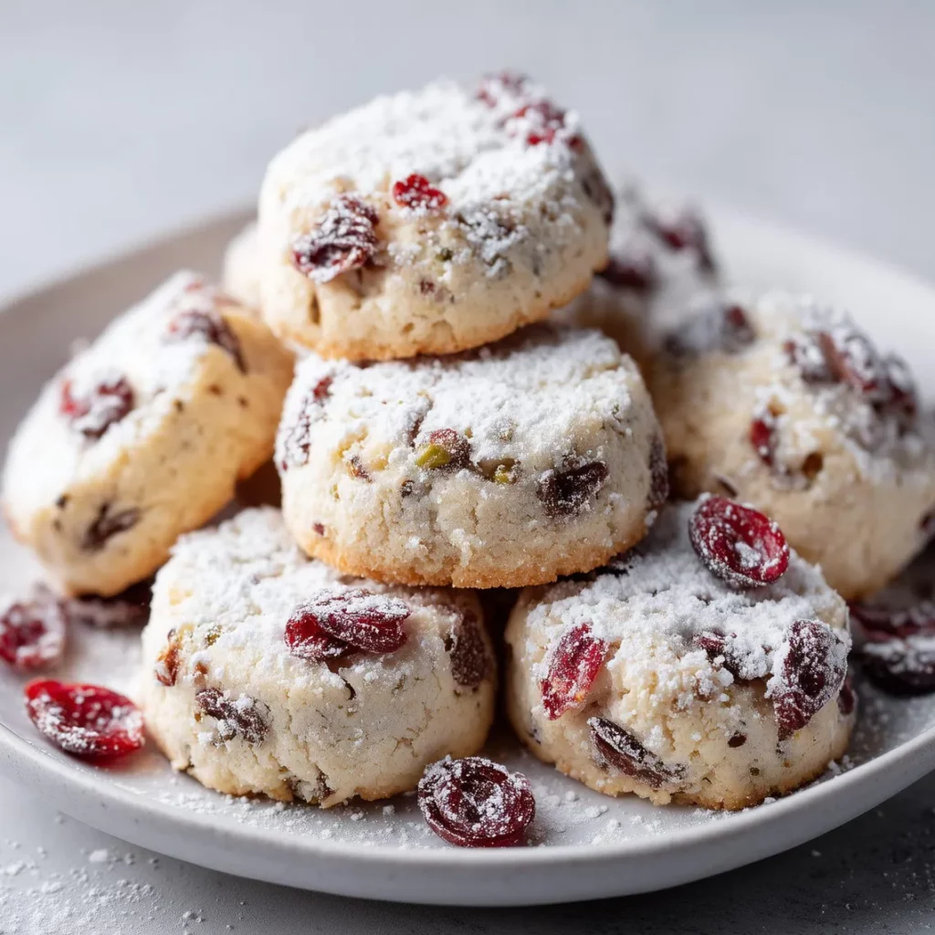 Cranberry Pistachio Shortbread Cookies