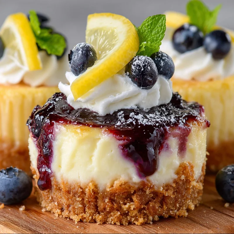 Lemon Blueberry Mini Cheesecakes