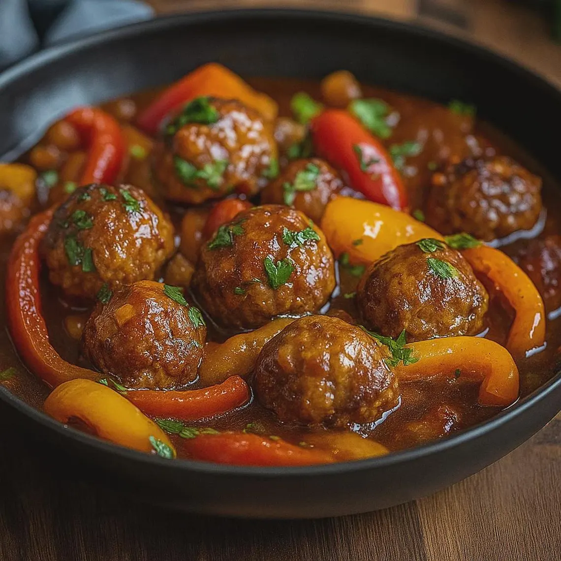 Meatballs in Tomato-Pepper