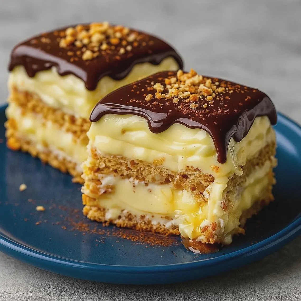No-Bake Custard Biscuit Cake with Chocolate Ganache