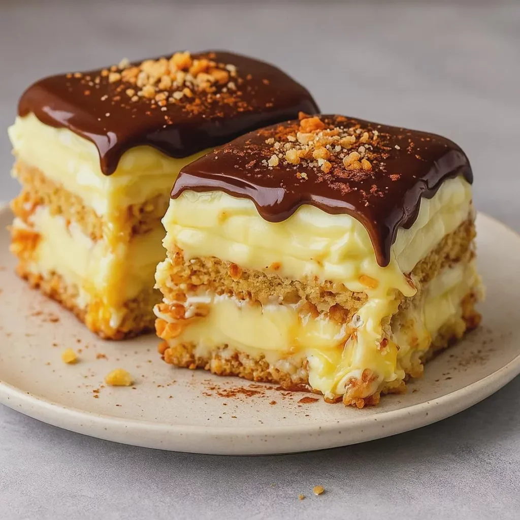 No-Bake Custard Biscuit Cake with Chocolate Ganache