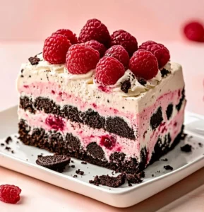 No Bake Raspberry Oreo Icebox Cake