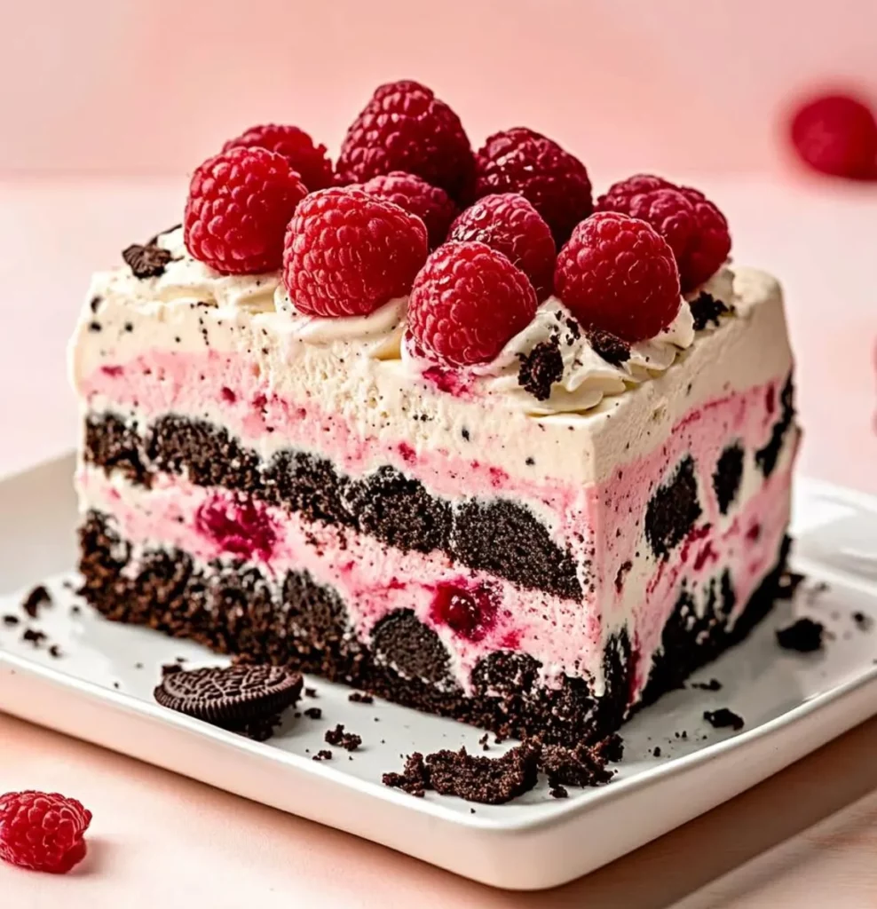 No Bake Raspberry Oreo Icebox Cake
