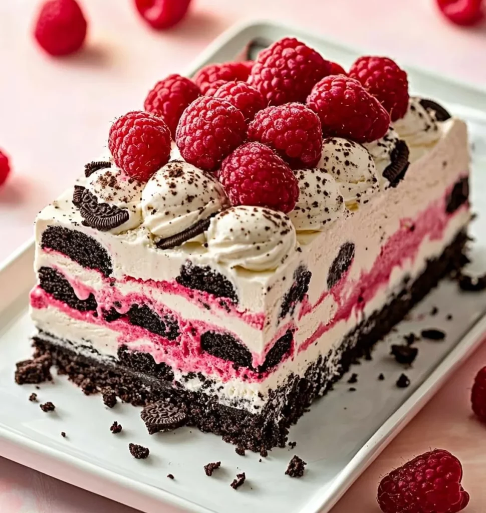 No Bake Raspberry Oreo Icebox Cake