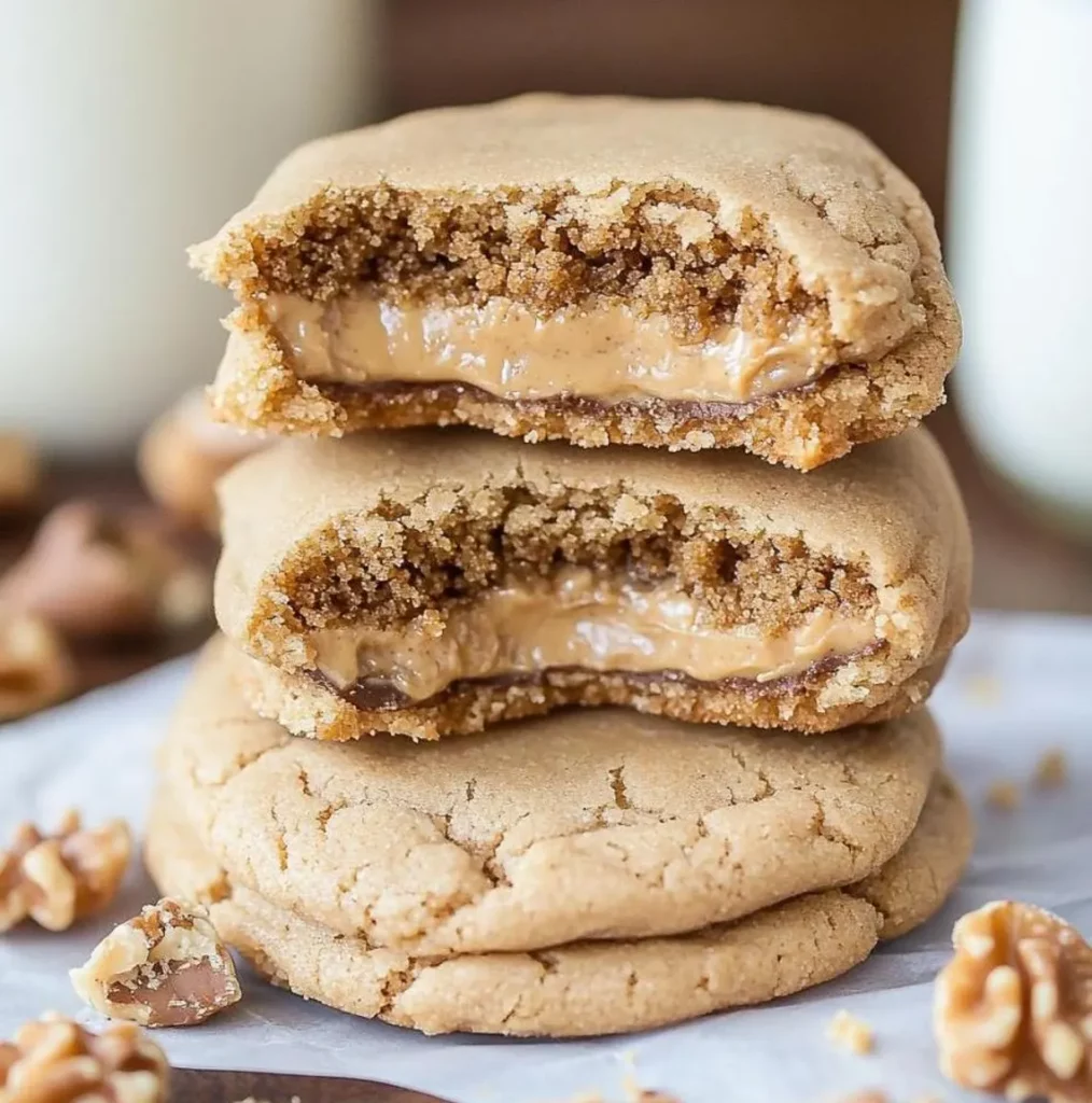 Peanut Butter Cookies with Gooey Filling