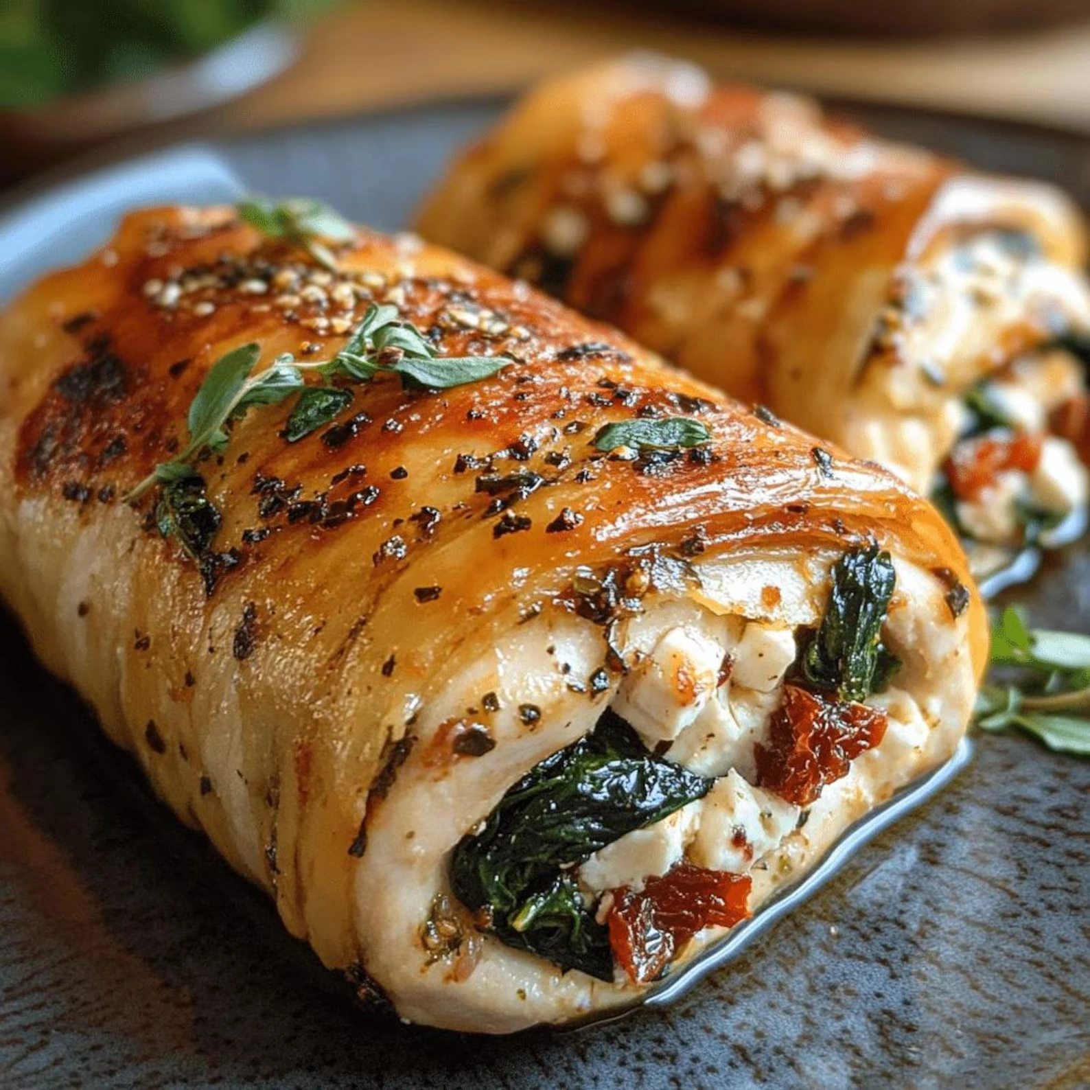 Rolled Chicken with Feta and Spinach