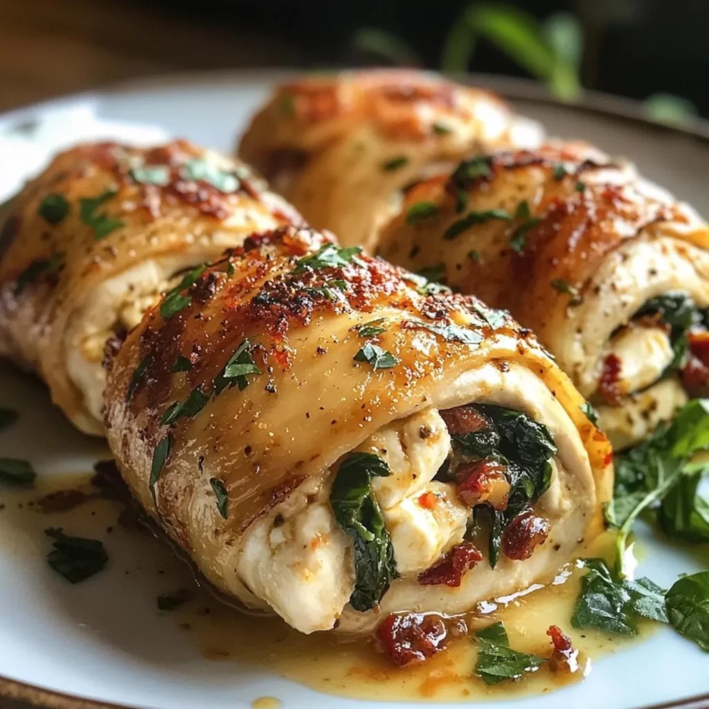 Rolled Chicken with Feta and Spinach