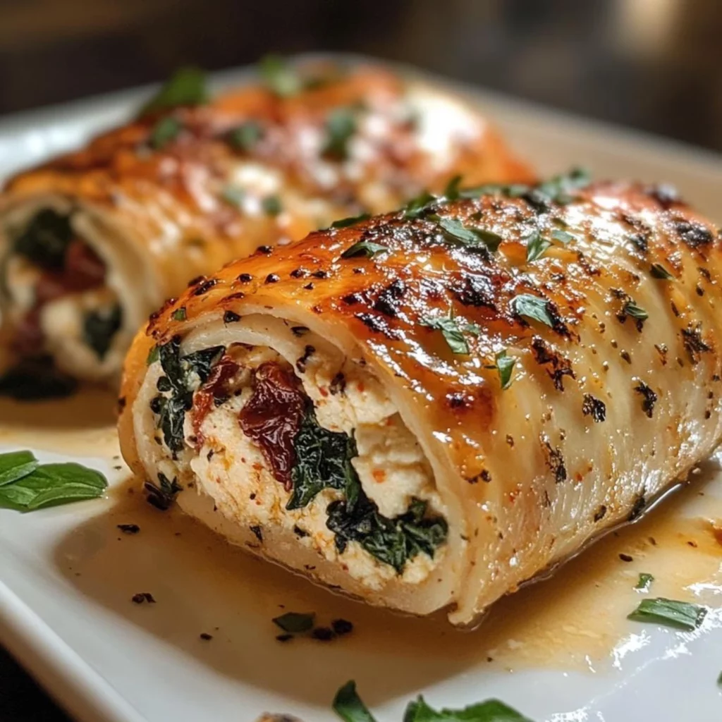 Rolled Chicken with Feta and Spinach