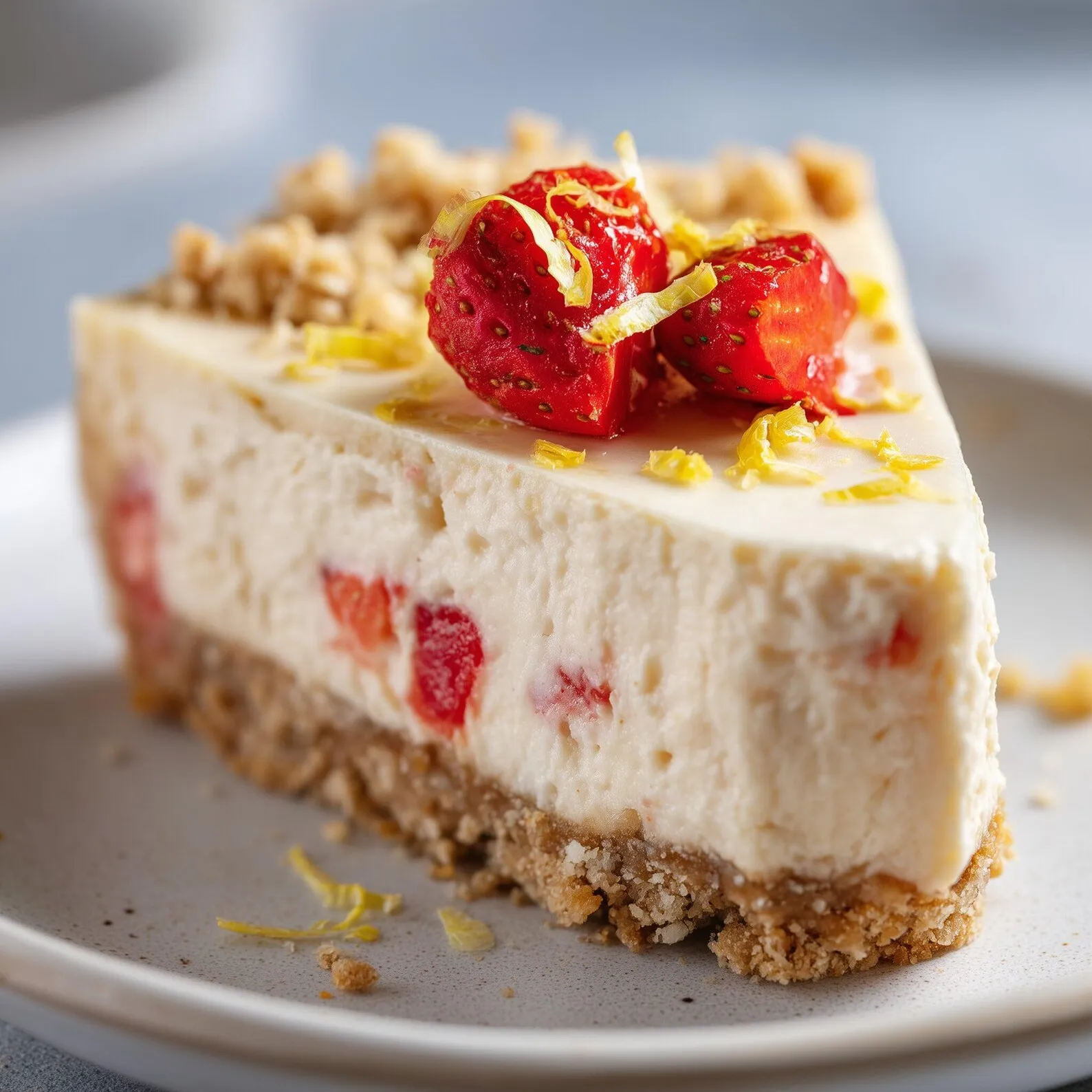 Vegan Lemon Strawberry Cheesecake
