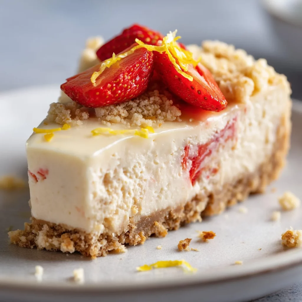 Vegan Lemon Strawberry Cheesecake