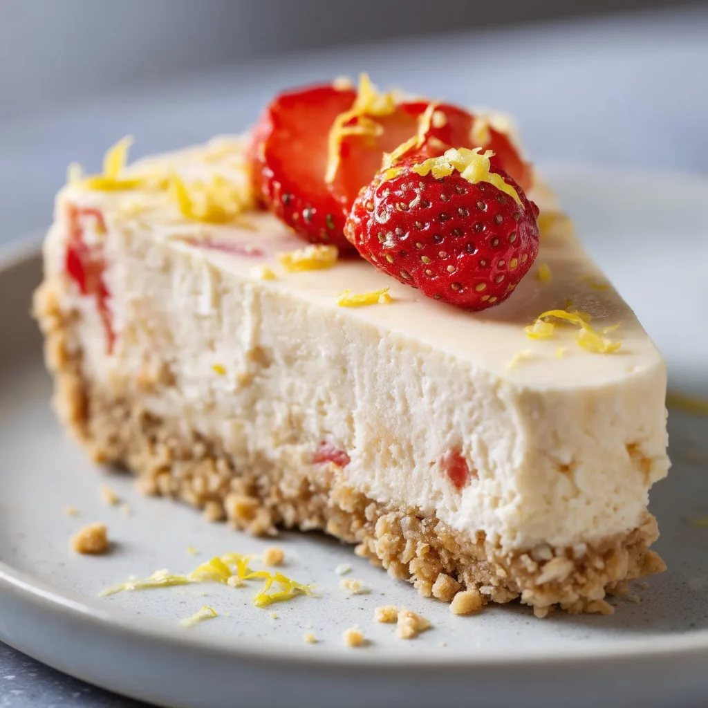 Vegan Lemon Strawberry Cheesecake