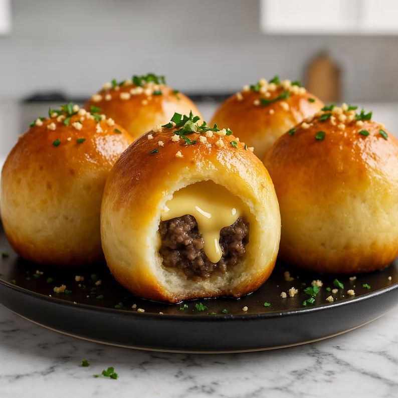 Garlic Parmesan Cheeseburger Bombs