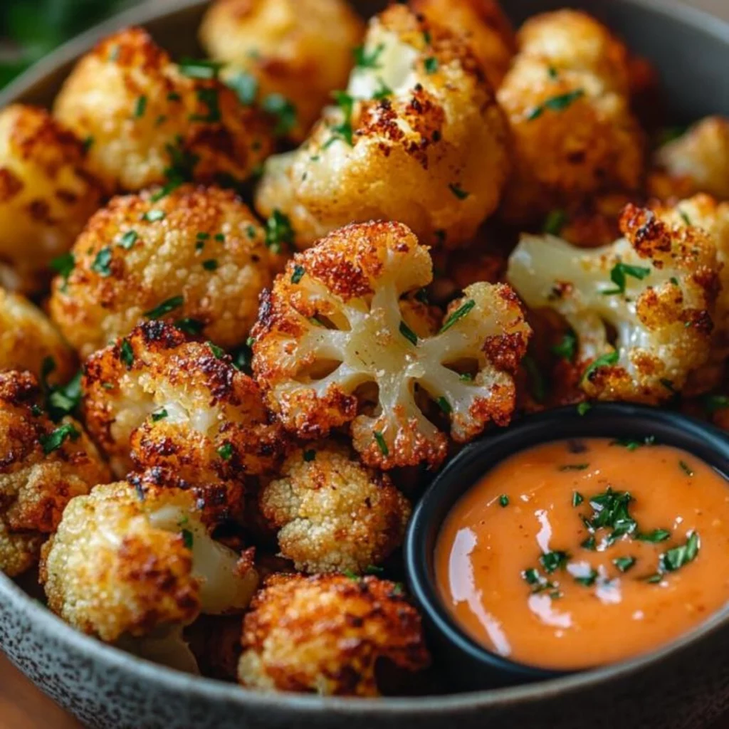 Roasted Cauliflower with Spicy Red Pepper Dip