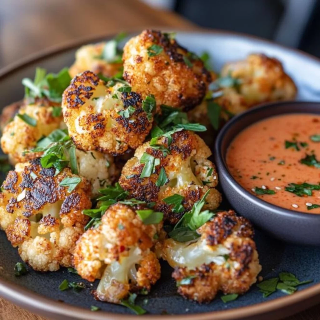 Roasted Cauliflower with Spicy Red Pepper Dip