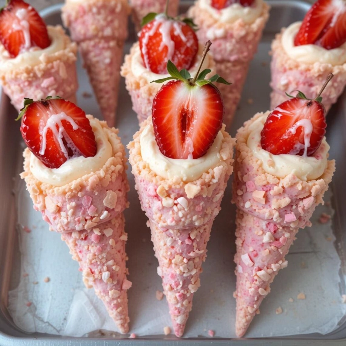 Strawberry Crunch Cheesecake Cones