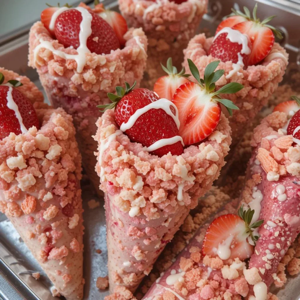 Strawberry Crunch Cheesecake Cones