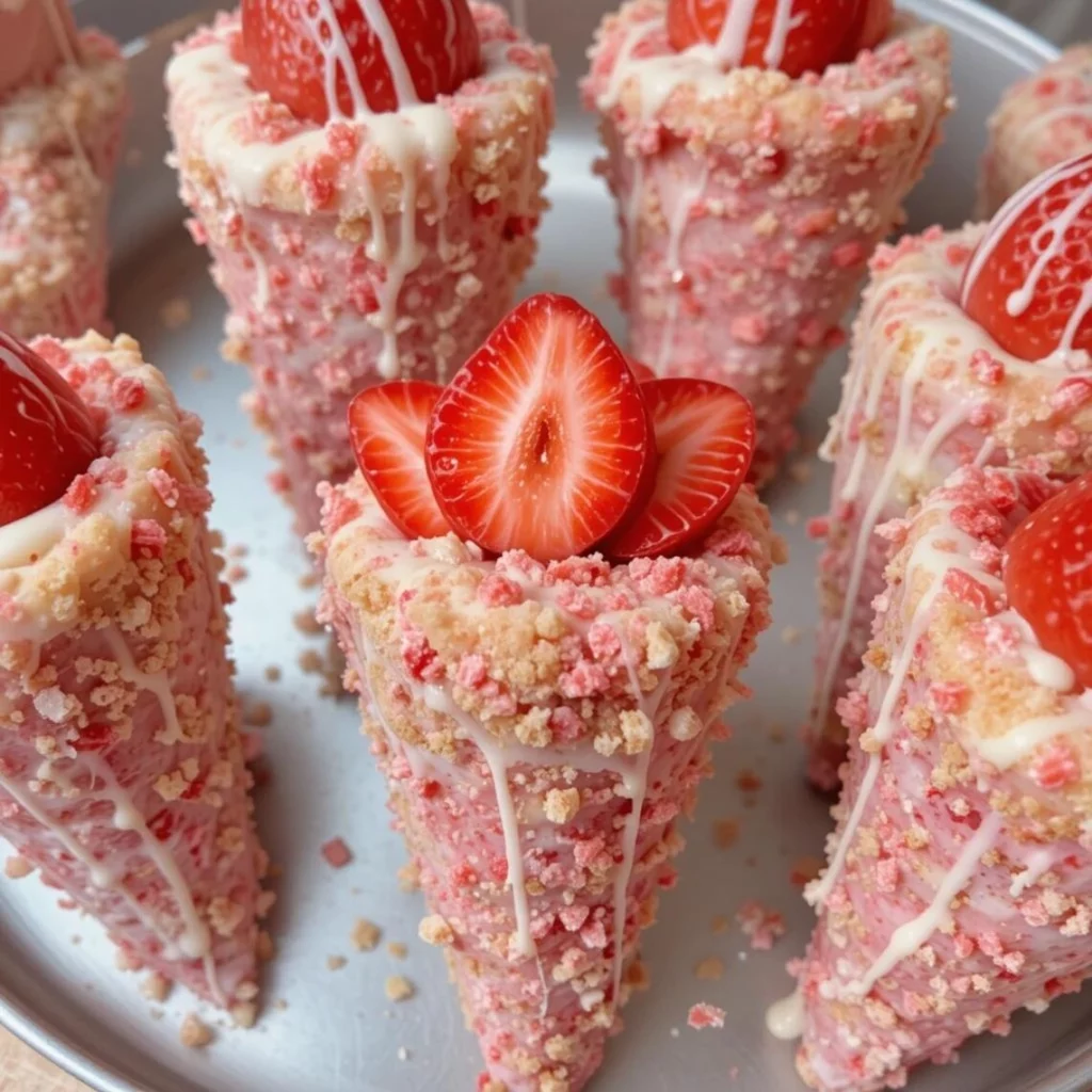 Strawberry Crunch Cheesecake Cones