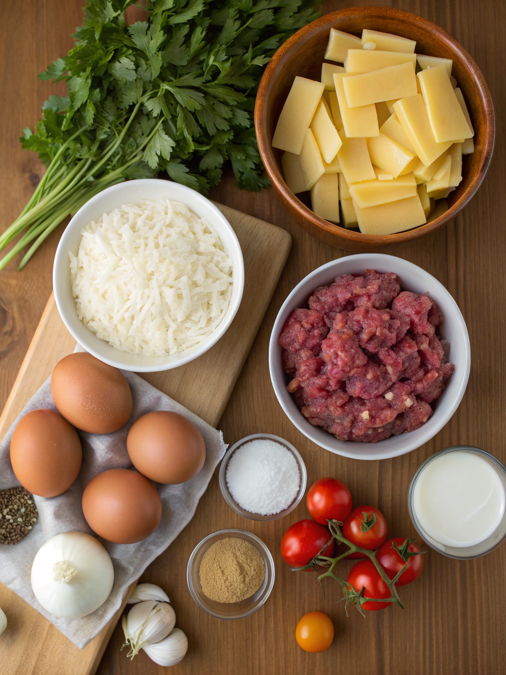 Greek Pastitsio ingredients