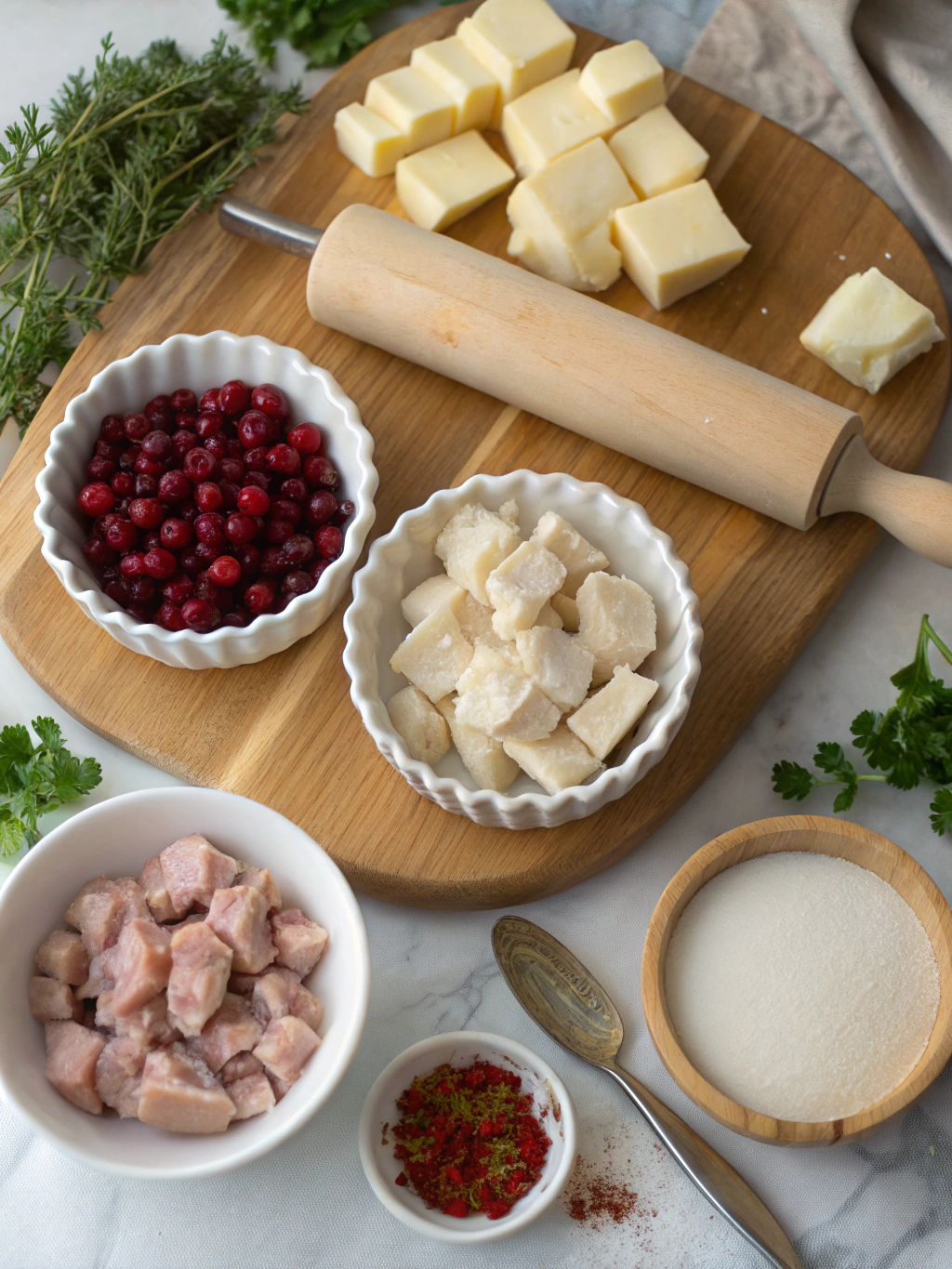 Mini Thanksgiving Turkey & Cranberry Pot Pies ingredients