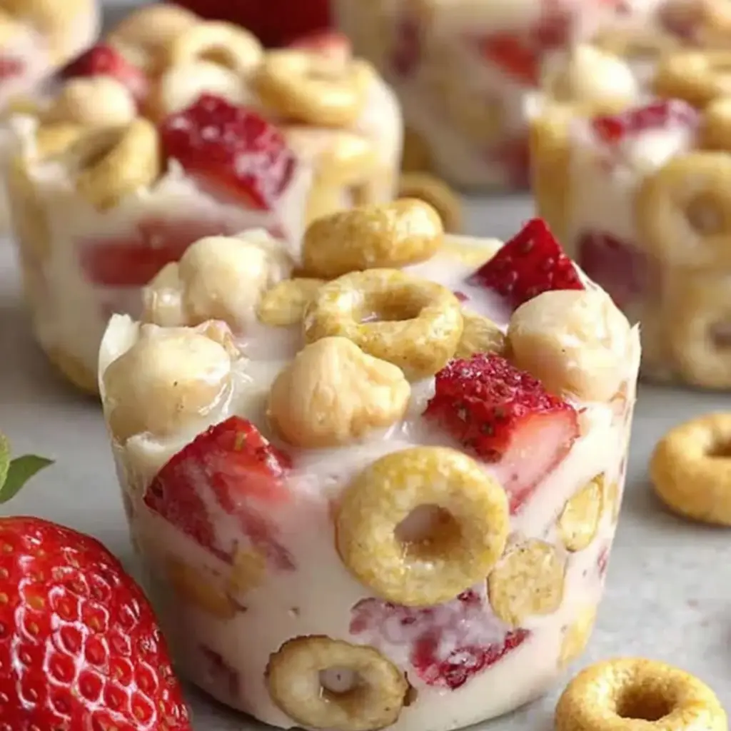 White Chocolate Strawberry Cheerios Cups