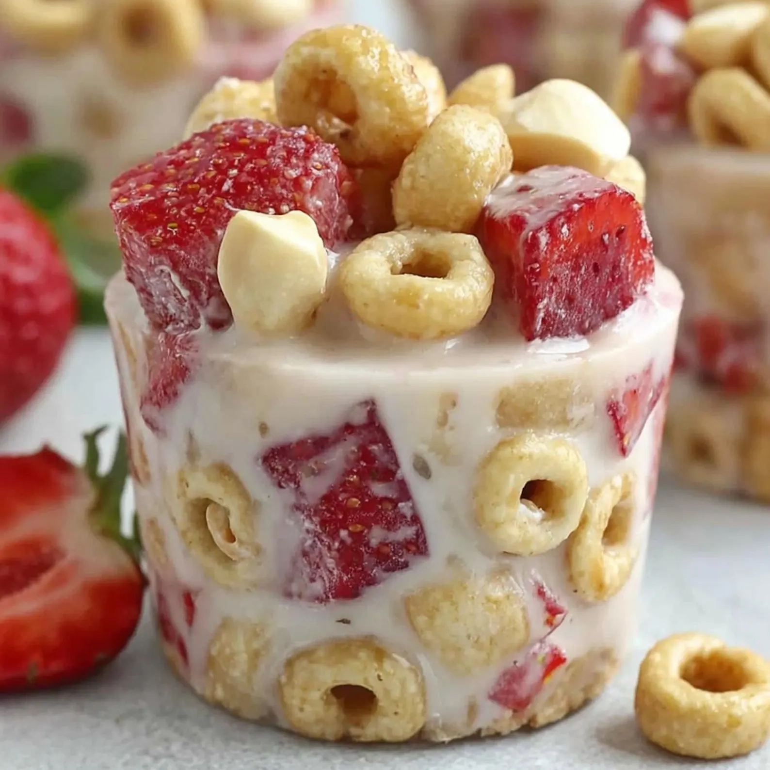 White Chocolate Strawberry Cheerios Cups