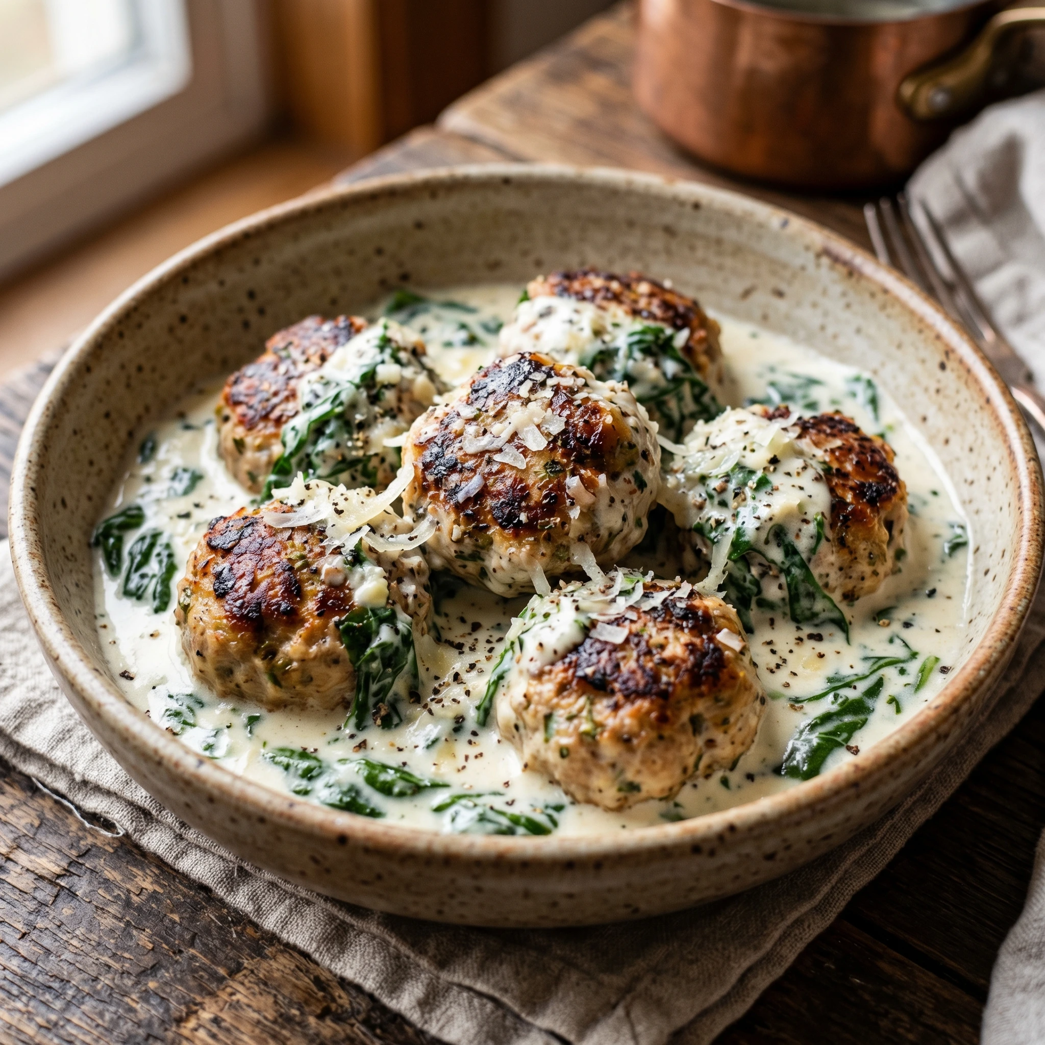 creamy spinach turkey meatballs
