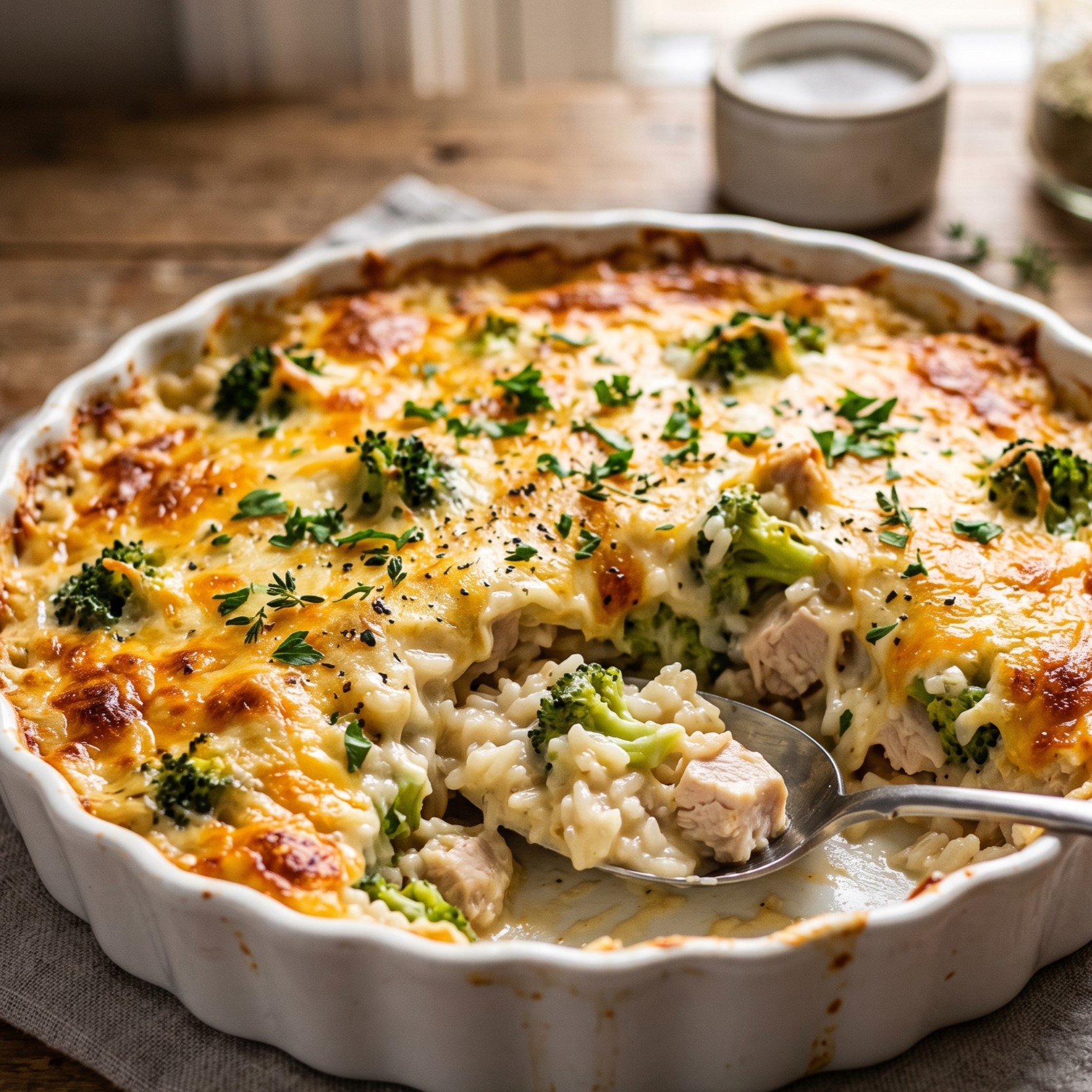 Cheesy Chicken Broccoli Rice Casserole