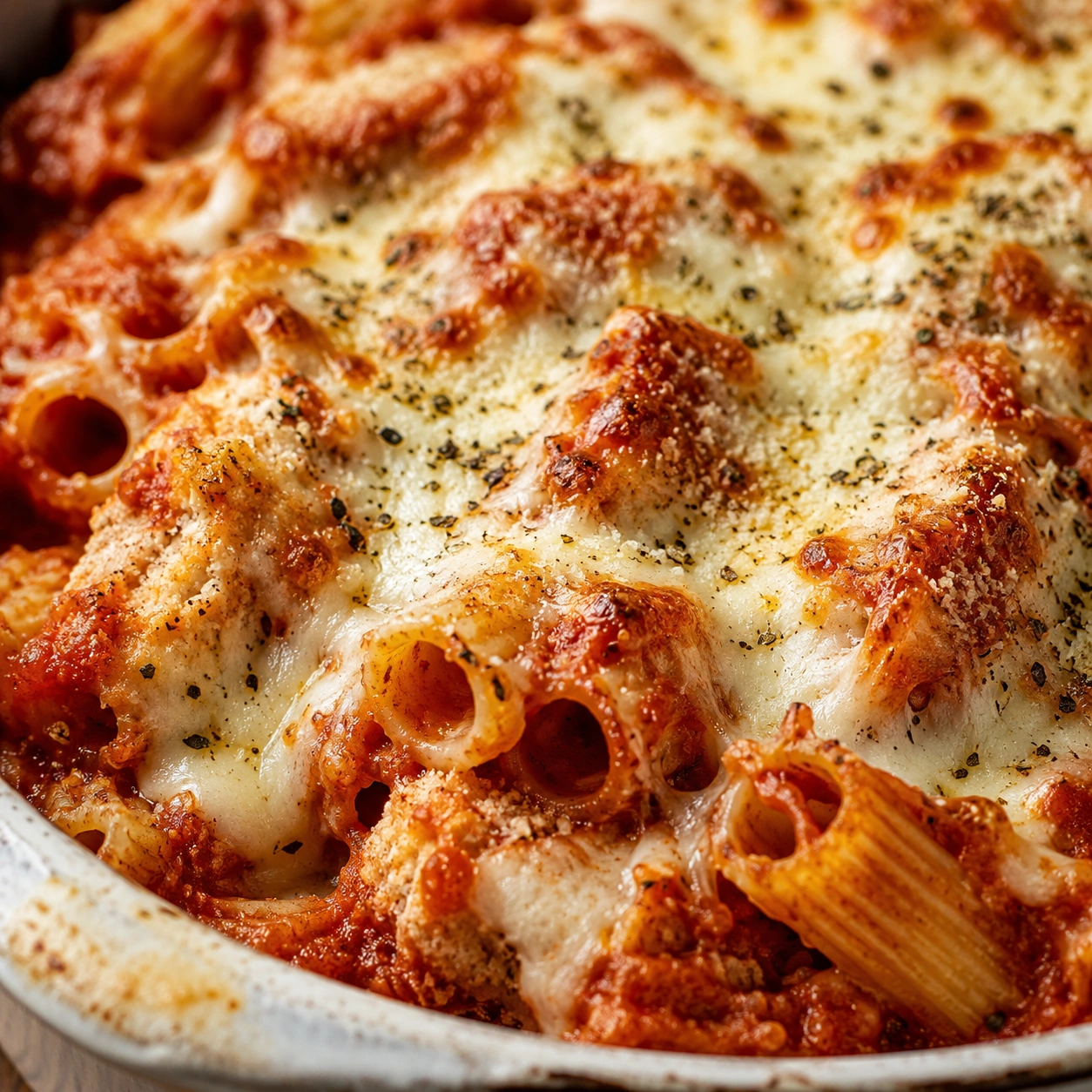 Dump And Bake Chicken Parmesan Casserole