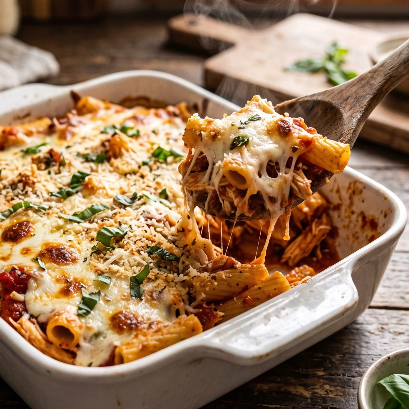 Dump And Bake Chicken Parmesan Casserole