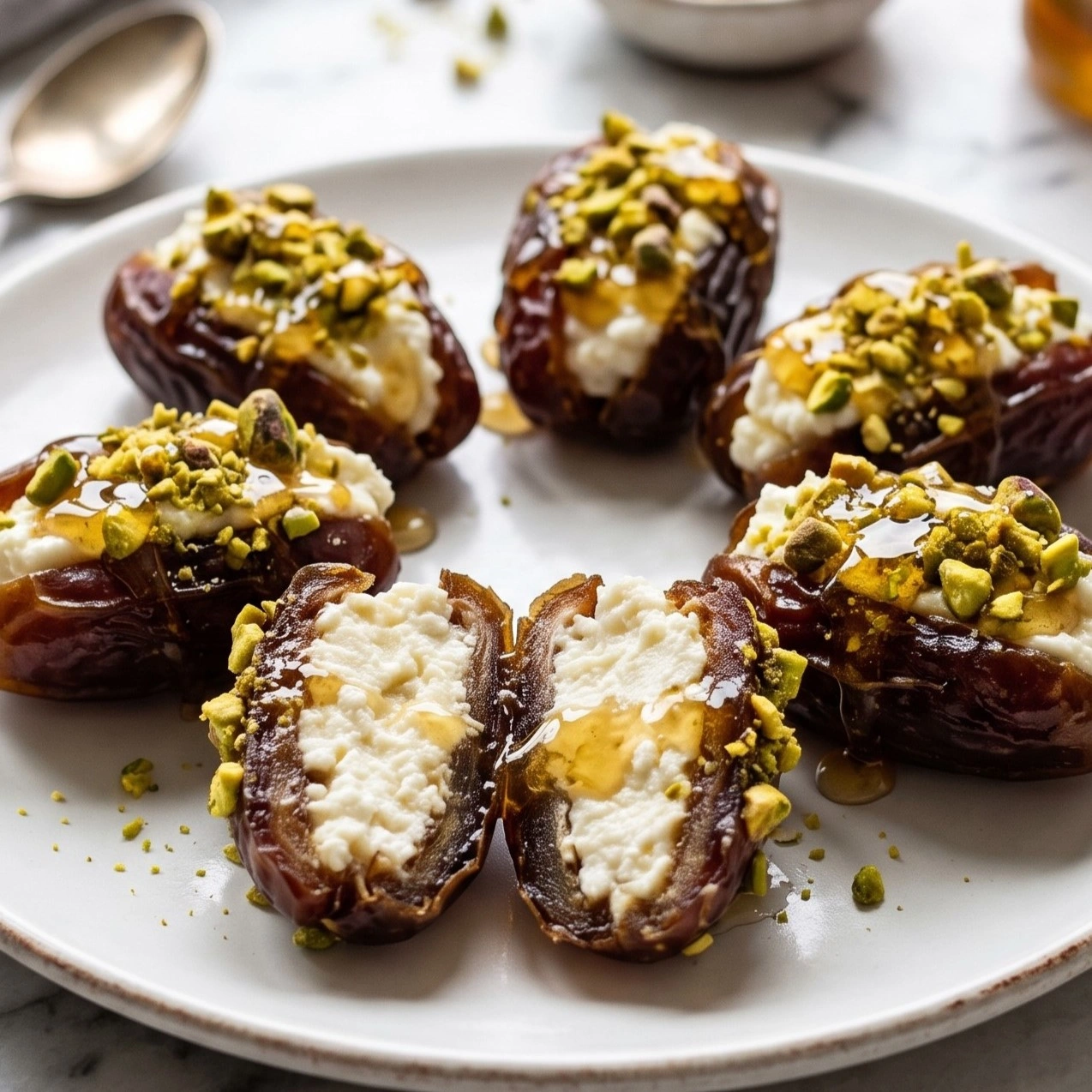 Honey Pistachio Ricotta Stuffed Dates 3