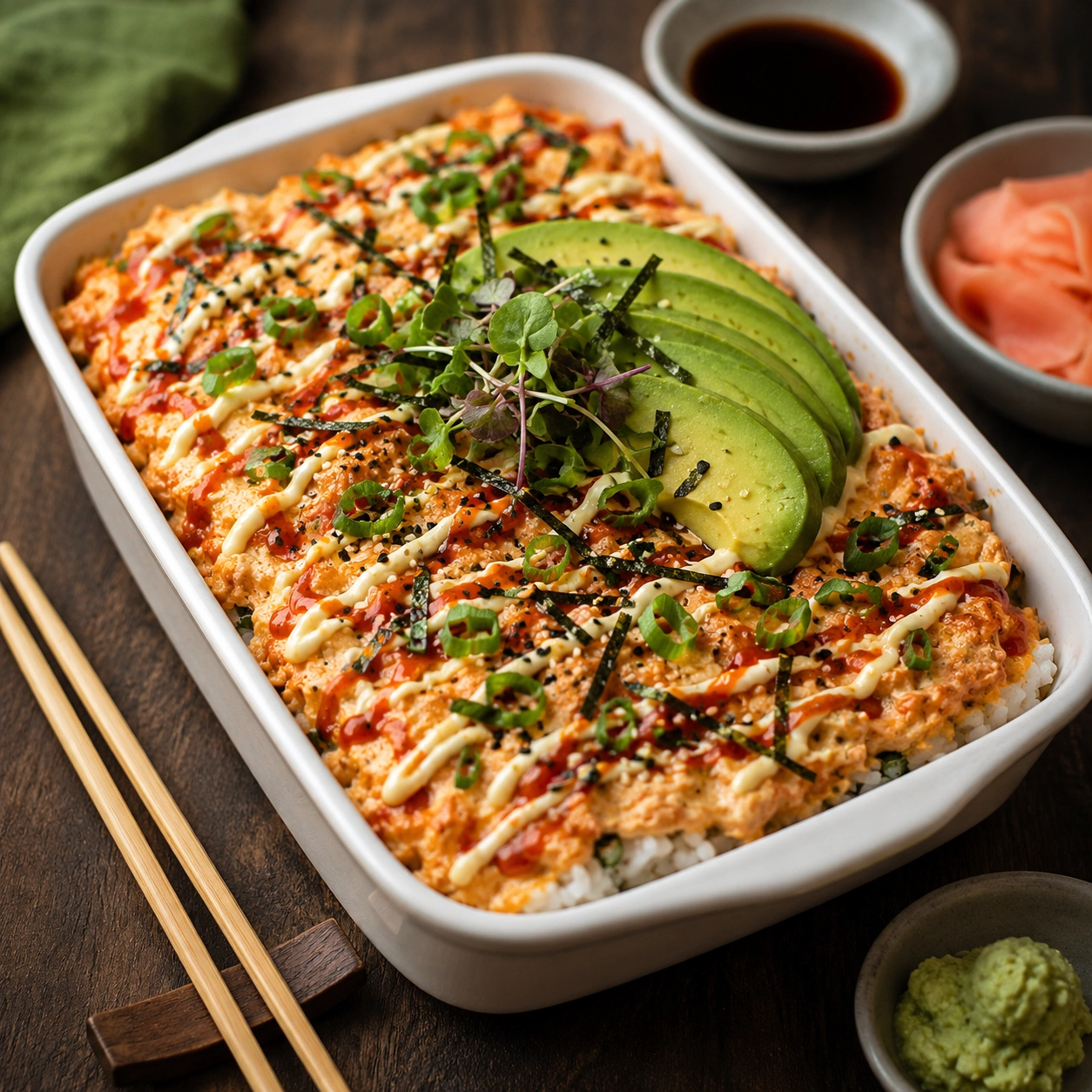 salmon sushi bake