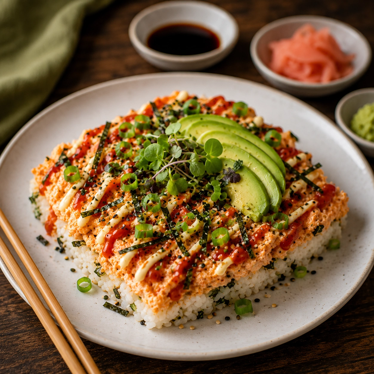 salmon sushi bake